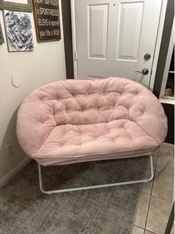 Brand New Oversized Plush Double Saucer Chair | Pink Loveseat Lounge Chair