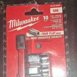 3/8 Drive Milwaukee  Four Flat  Socket Set