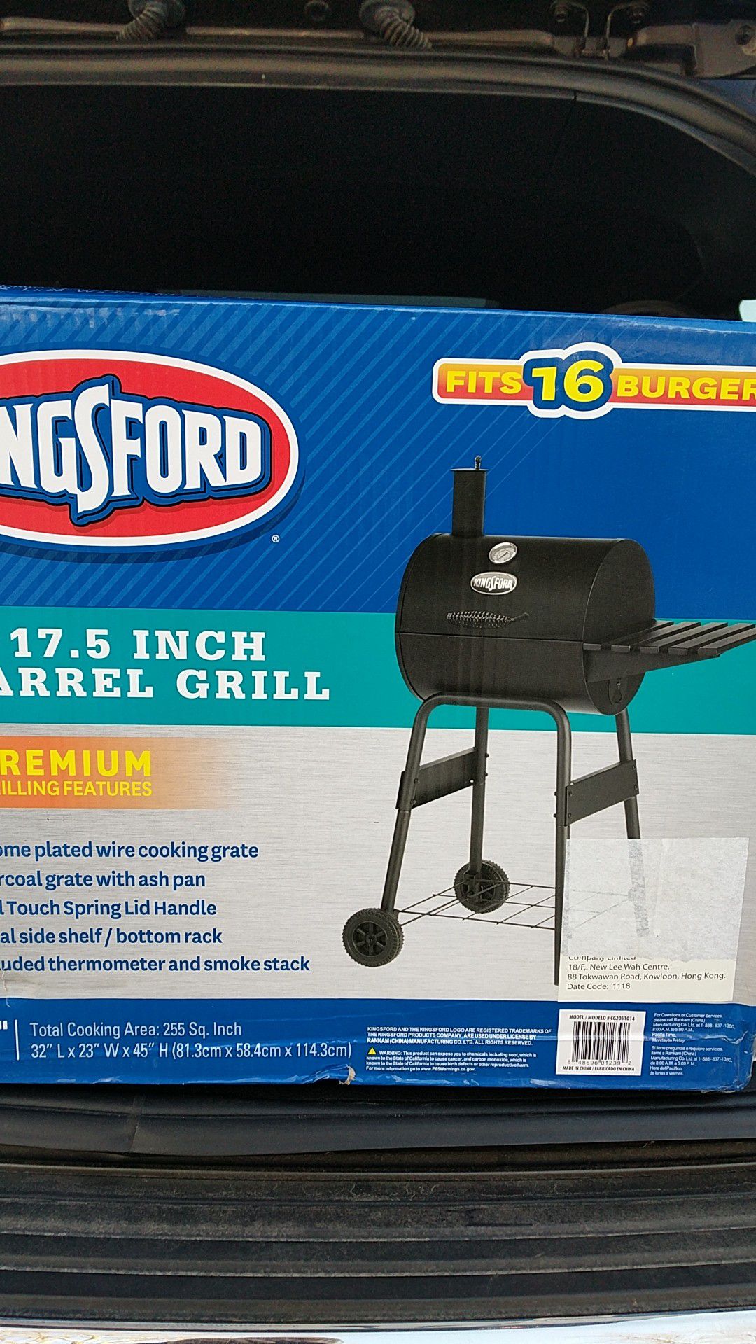BBQ Grill Kingsford. 17.5" New