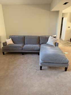 Custom Sectional In Grey Velvet 
