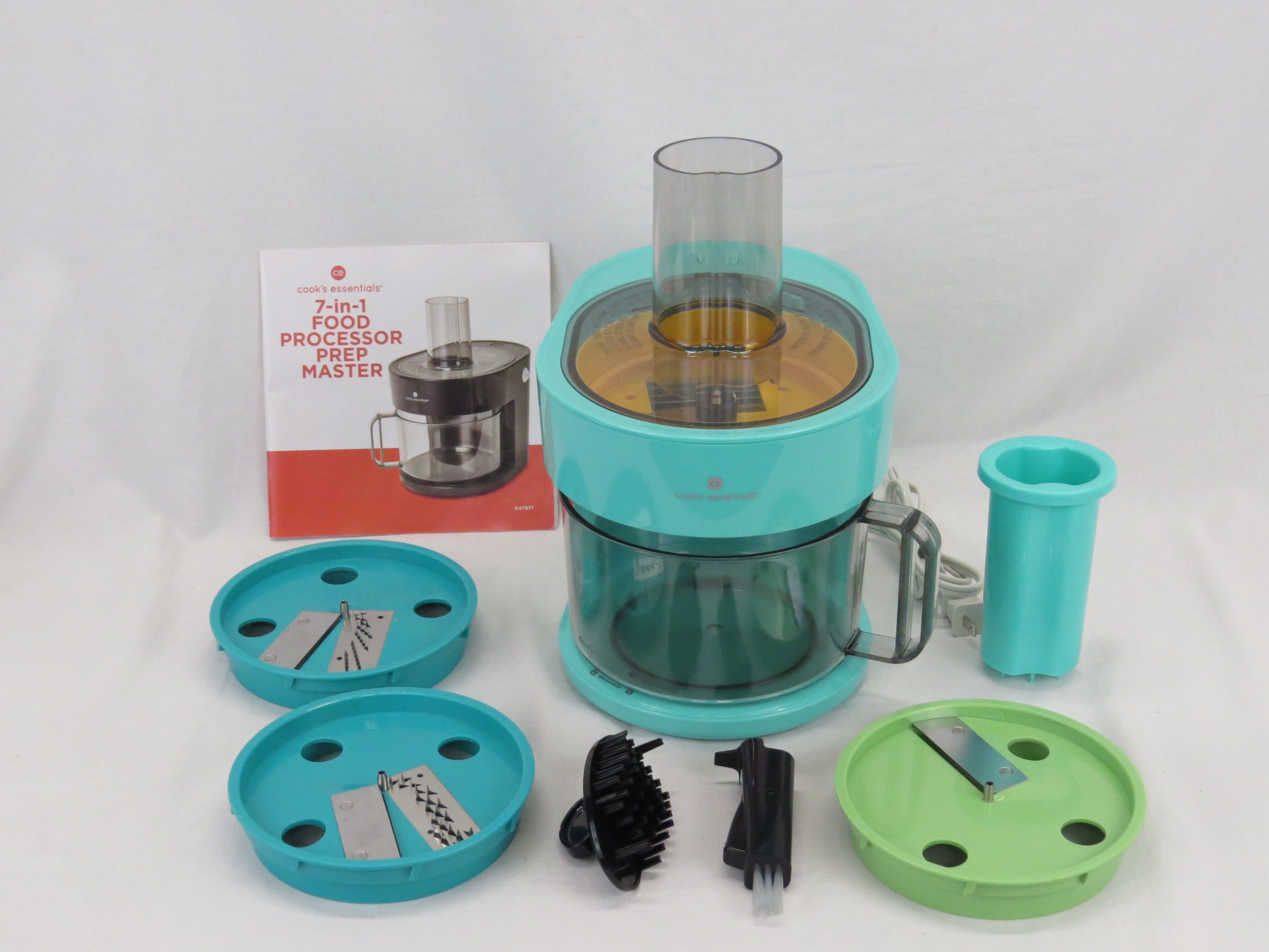 Like New Cook's Essentials 7-in-1 Food Processor Teal
