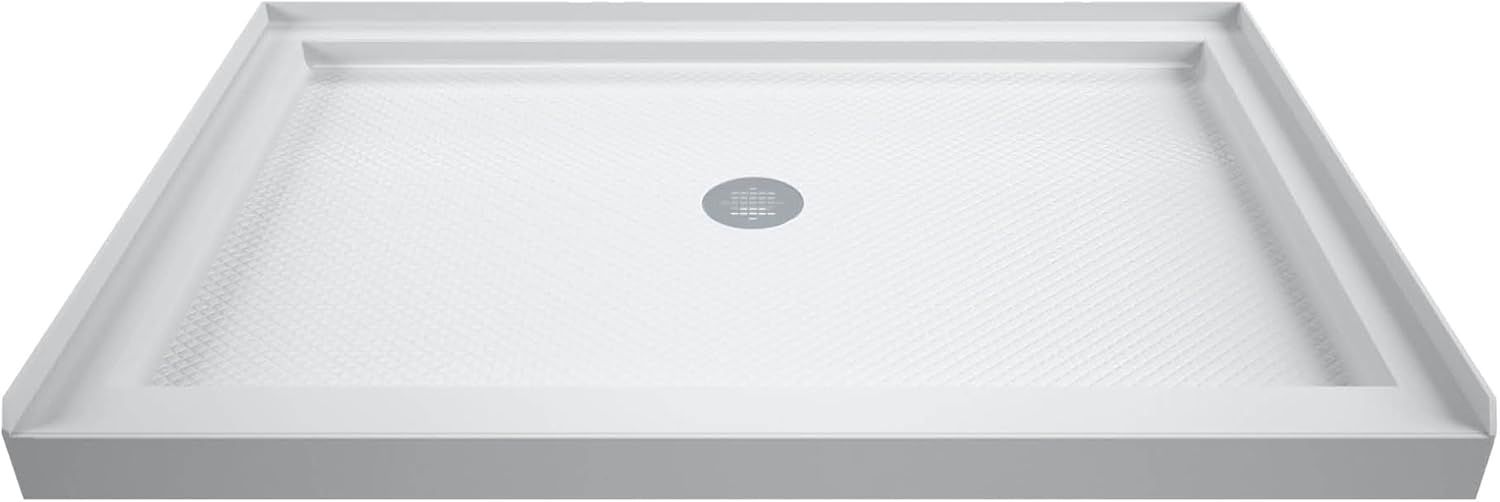 DreamLine SlimLine 32 in. D x 42 in. W x 2 3/4 in. H Center Drain Single Threshold Shower Base in White, DLT-1132420 White 32 inch D x 42 inch W Cente