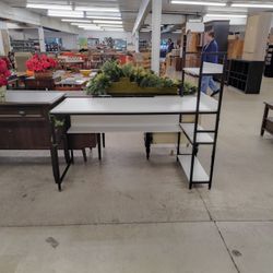 White/Black Metal Frame Computer Desk