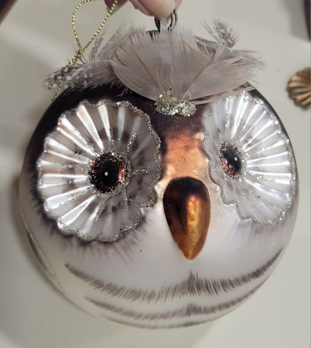 Robert Stanley Glass Owl Ornament Feathered 5"