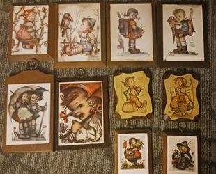 Vintage M.I. Hummel Wooden Wall Plaques - 10 Piece Lot