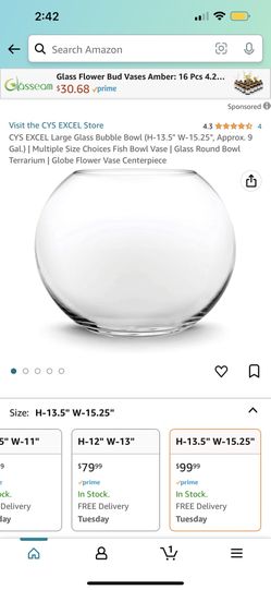 XL Large Glass Bowl Vase Decoration 