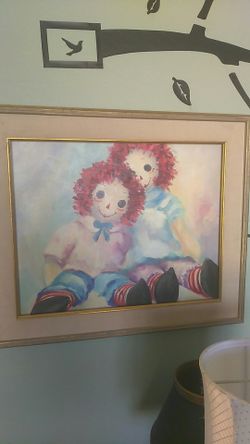 Raggedy Ann and Andy oil painting