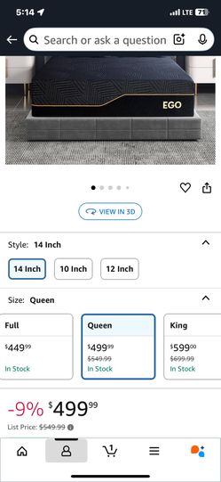 Ego 14 Inch Mattress Unopened