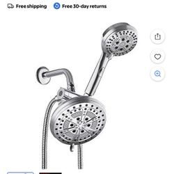Shower Head/Handheld Combo, WASSERN 7" High Pressure Showerhead and 5" Handheld Shower 3-way Diverter with Brass Connection Nut 80'' Stainless Steel H