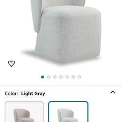 *Brand NEW Still In The Box* Beautiful Extreme Light Gray/white Swivel Barrel Accent Chair With Bottom Rollers. Retails At $345+ On Amazon. 