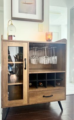Bar cabinet with wine rack, coffee bar buffet, Cabinet with storage