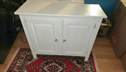 Solid Wood 2-Door Storage Cabinet / Accent Buffet Console - White painted 13x36x30