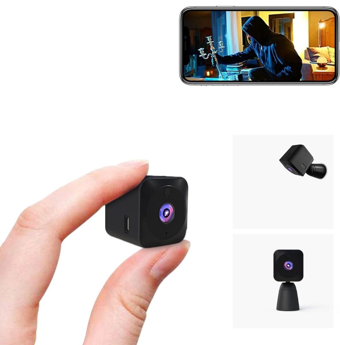 AOBOCAM Spy Camera WiFi Hidden Camera 4K HD Mini Spy Cam for Home Security Easy to Use Wireless Indoor Smallest Camera with Motion Detection Night Vis