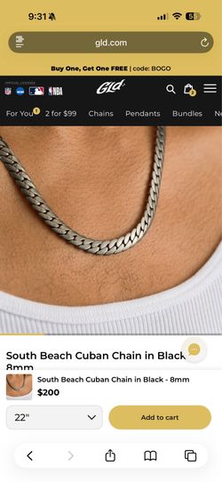 GLD South Beach Cuban Chain in Black - 8mm