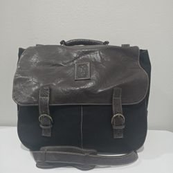 PS Brown & Black Faux Leather Messager Crossbody Bag 