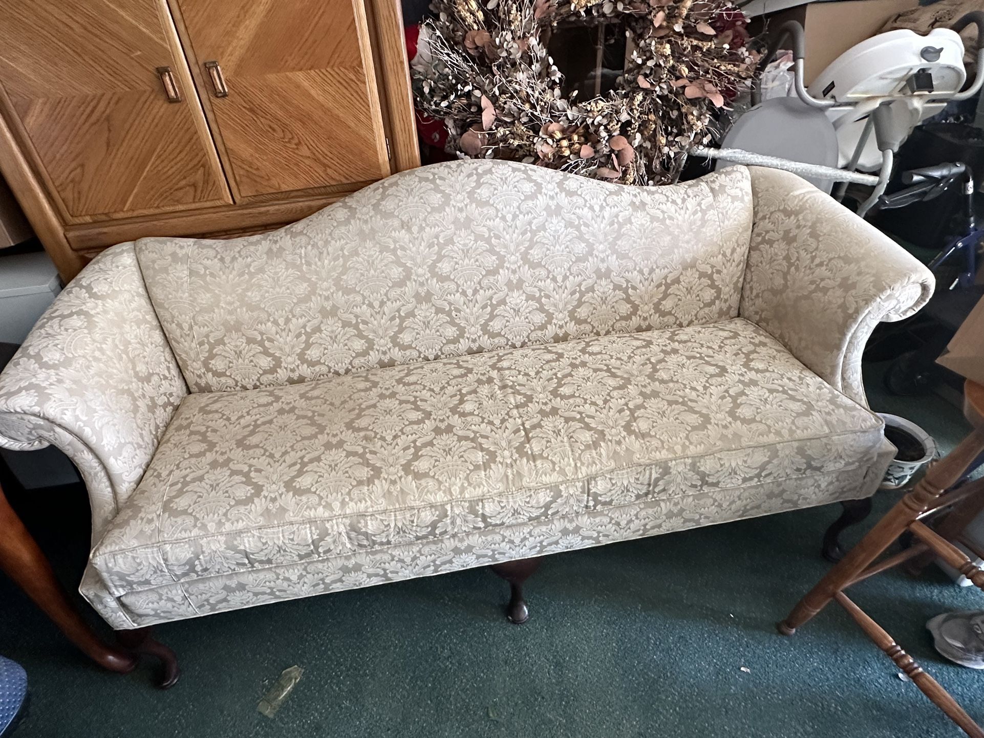 Vintage Clawfoot Wingback chair and matching Sofa