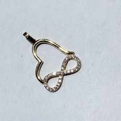 14K Gold & CZ Heart & Infinity Pendant