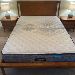 Solid Wood Queen Bed with Matching Side Tables and Mattress (optional)