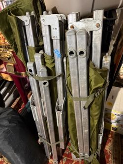 2 Vintage Military Style Aluminum Folding Cot