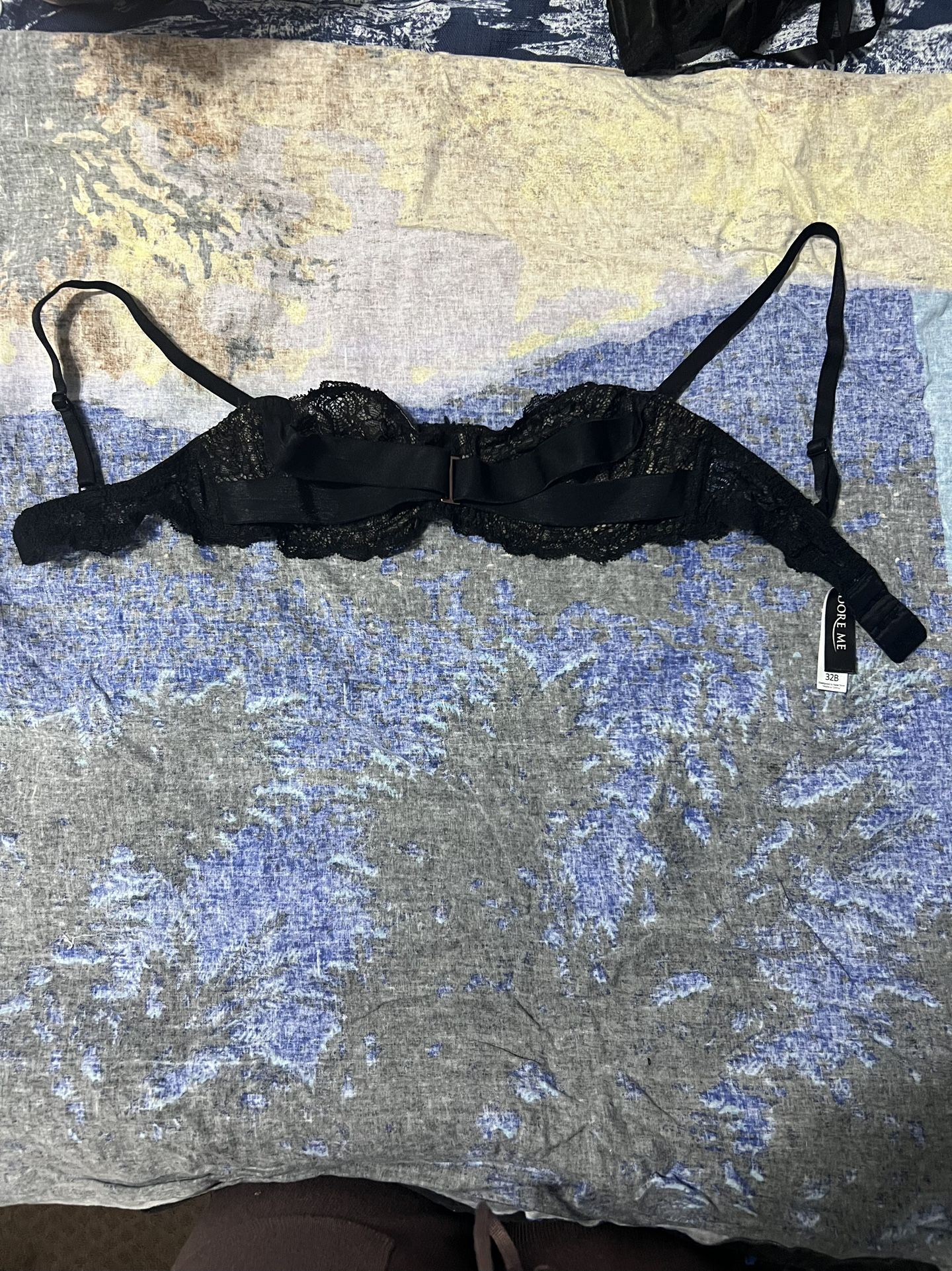 Black lace criss cross bra from Adore Me