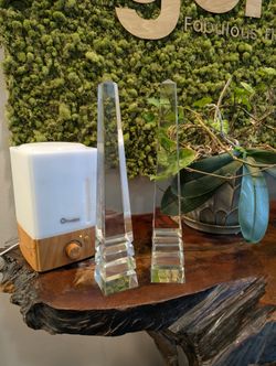 Clear Tapered Fluted Decor Pair