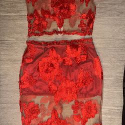 Small Red Two Pc Women’s Set