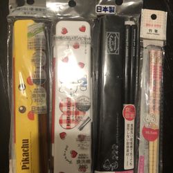 CHHOP STICKS BRAND NEW ; Pikachu /Pokémon /hello Kitty /Sanrio /Snoopy /PINK