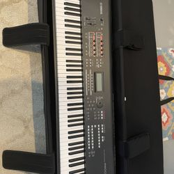 Yamaha Keyboard MOXF8, Sustain Pedal, Gator Case With Wheels and Double Braced Adjustable Keyboard Stand