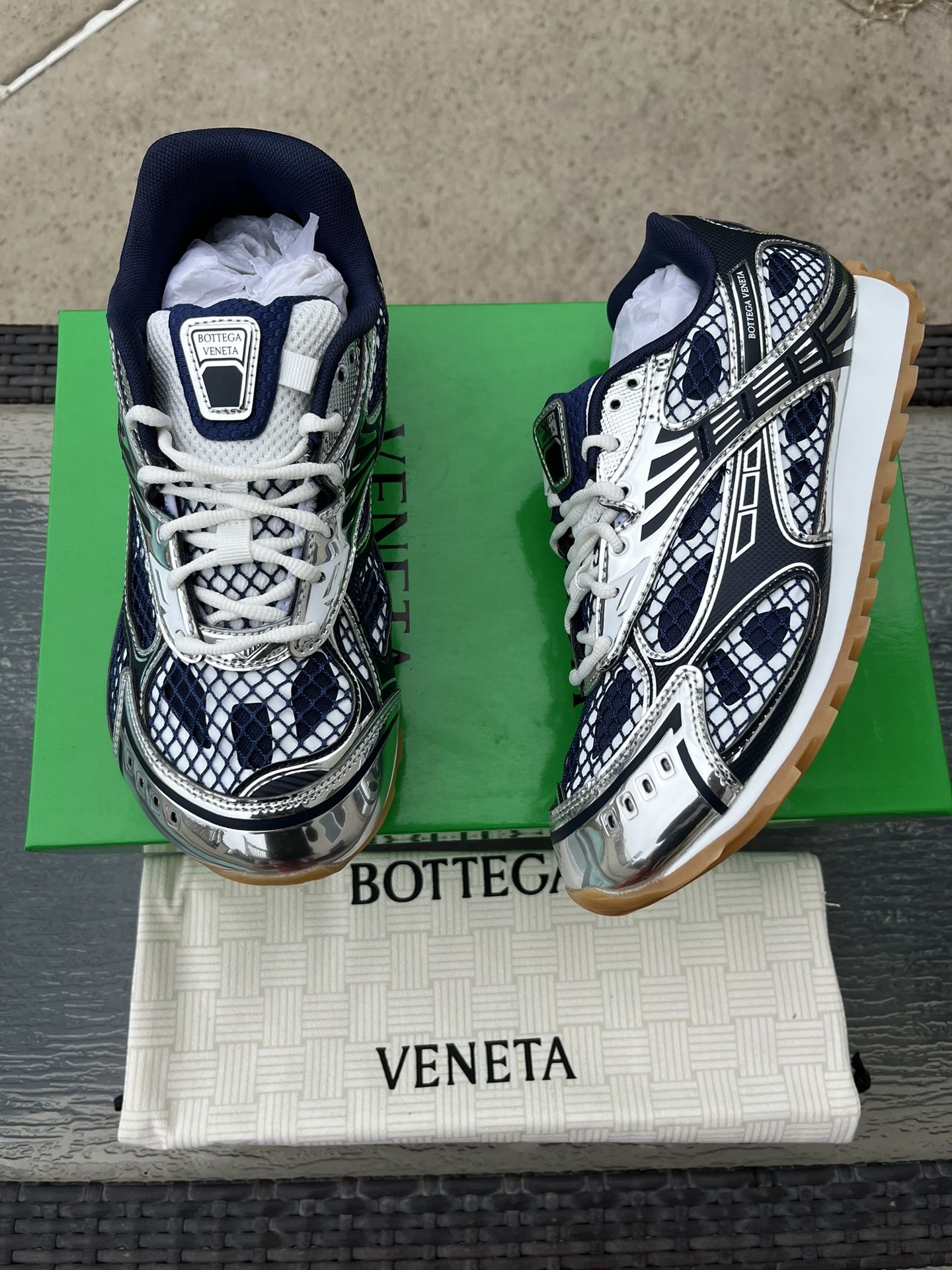 Bottega Veneta Navy White Silver
