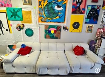 White Tufted Modular Sectional Sofa