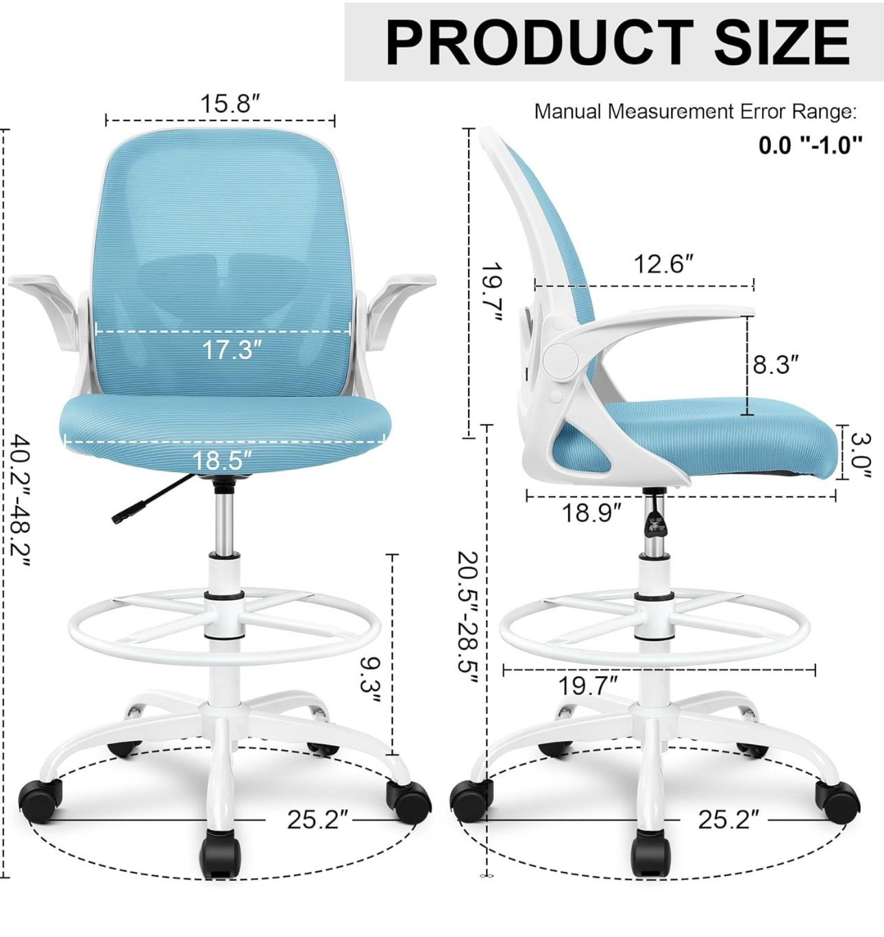 Tall Office Chair with Flip-up Armrests Executive Ergonomic Computer Standing Desk Chair with Lumbar Support and Adjustable Footr