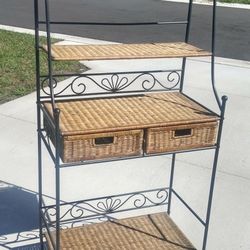 Natural Wicker Bakers Rack