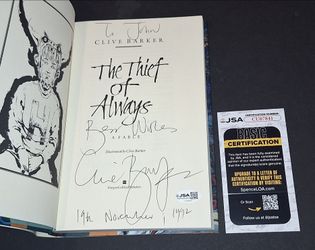 🔥Clive Barker Signed Autographed Book The Thief Of Always A Fable JSA COA 🔥