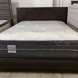 Queen Size Mattress With Box Spring And Bed Frame 🚚 Free Delivery 🚚