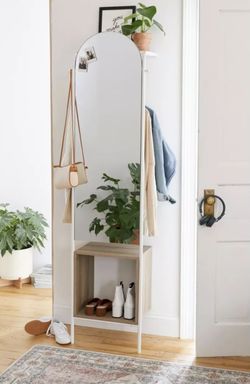 Urban Outfitters Standing Body Mirror With Shelves