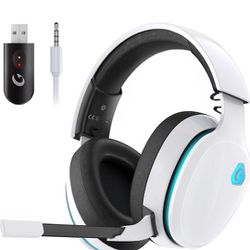 NEW!-no box 2.4GHz Wireless Gaming Headset w/ Detachable Noise Canceling Microphone, Bluetooth (WHITE)