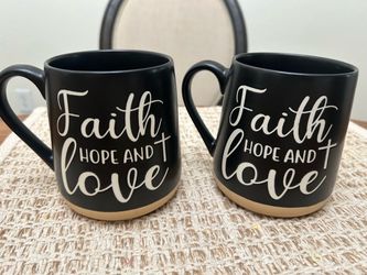 Faith Hope and Love Ceramic Mugs Set of 2