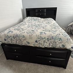 Queen Bed With Storage Drawers (mattress Not Included)