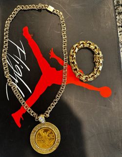 Centenario Gold Pendent And Chain 10K And Gold Bracelet 10k(LOOK AT DESCRIPTION)