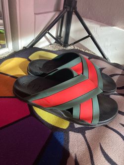 Gucci Web Rubber Slide Sandals