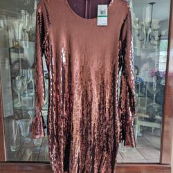 Michael Kors sequins dress color liquid Bronze

