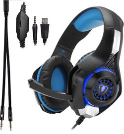 Beexcellent GM-1 Over-Ear Wired 3.5mm Pro Gaming Headset Surround Sound Gaming Headphone with LED Effect and Microphone for PC, Laptop, Tablet, PS4,