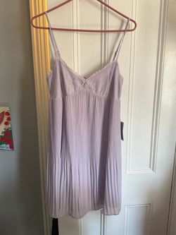 Lavender Lace Pleated Mini Slip Dress
