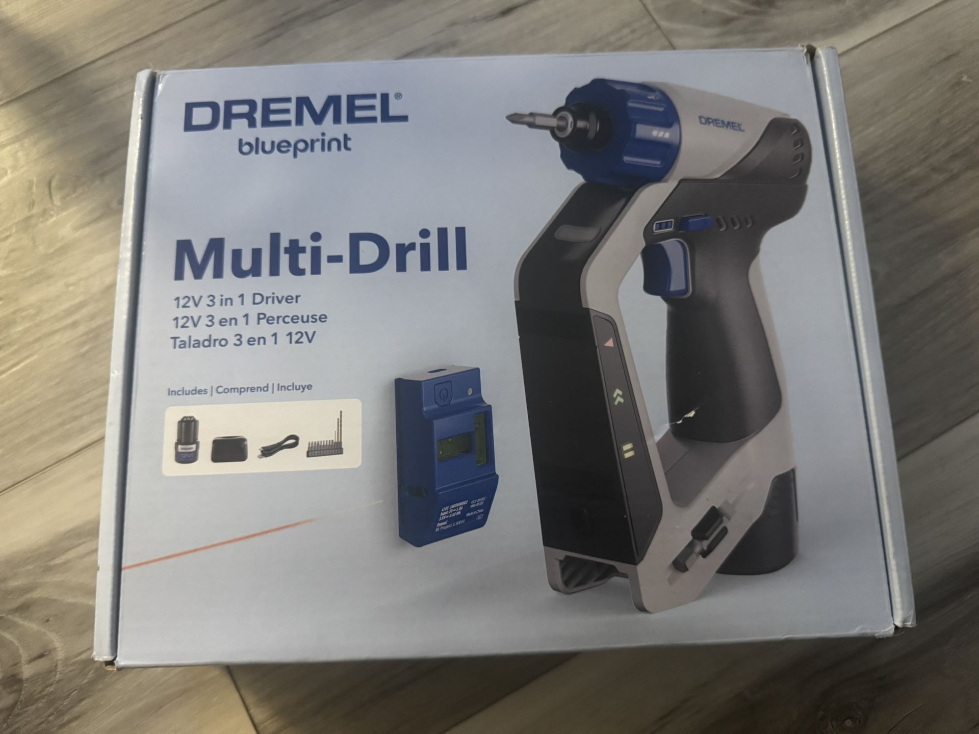 Dremel Blueprint 3in1 Drill Driver with Integrated Stud Finder and Detachable Laser Level, Cordless Drill Set Includes 2.0 Ah Battery, Fast Charger, a