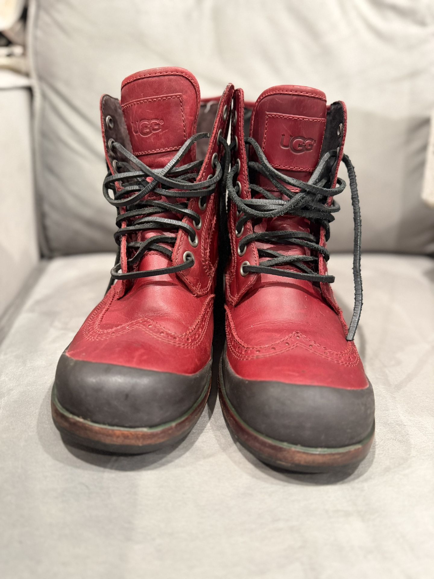 UGG Brandon Crimson Leather Boots  Size 8