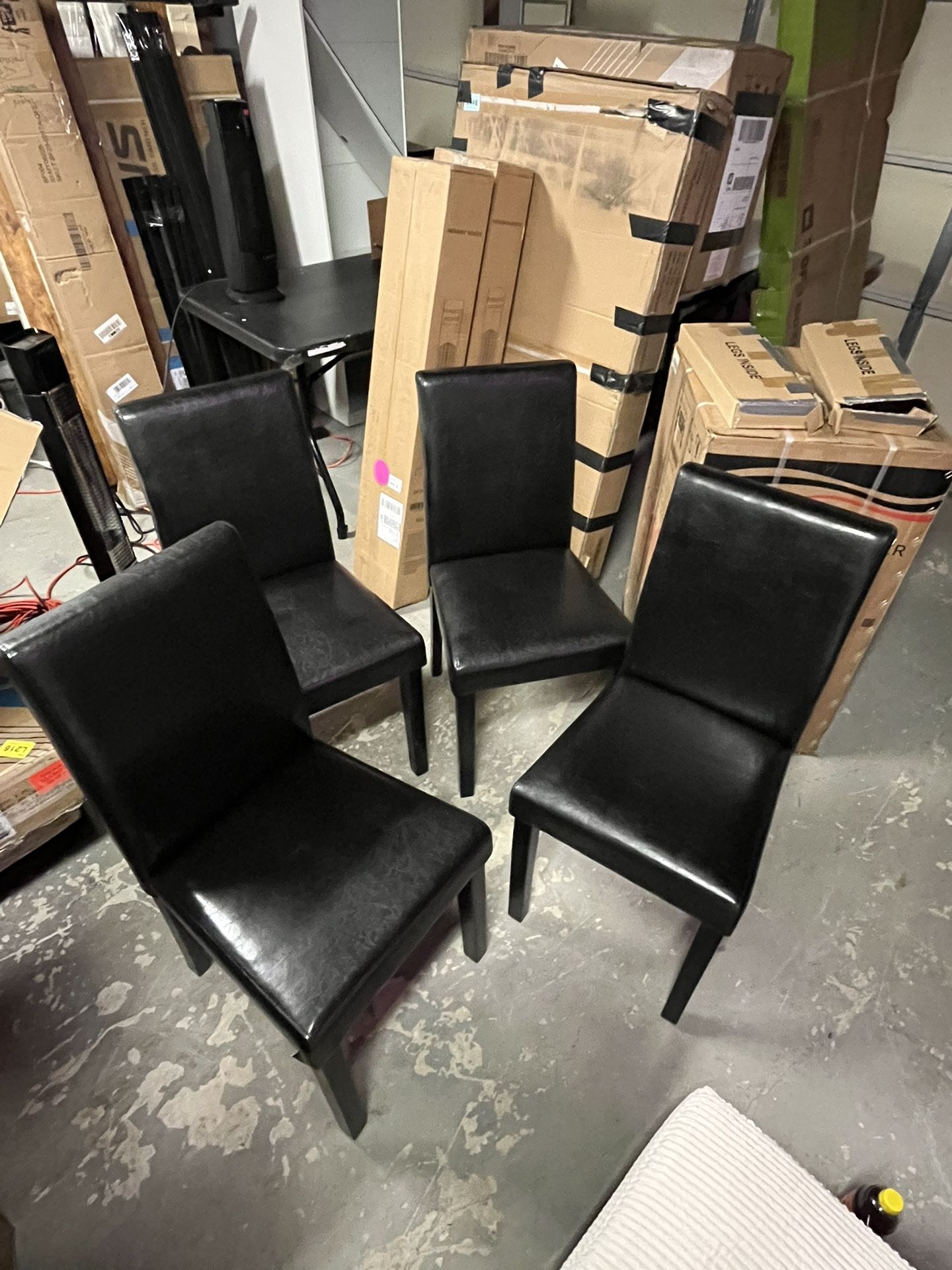 Gymax Black PU Leather with Acacia Wood Frame and Rubber Wood Legs Padded Backrest Dining Chair (Set of 4) (we Have 2 Sets Of 4)