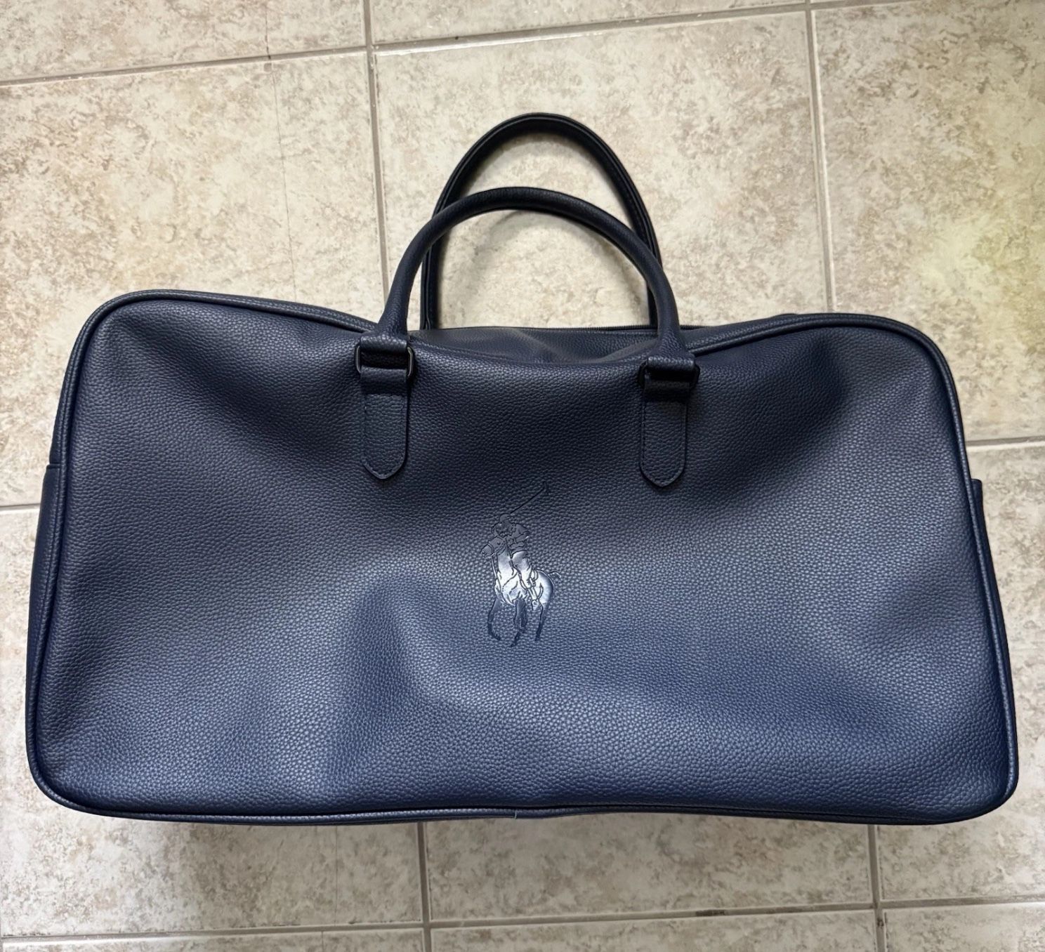 Ralph Lauren Polo Fragrances Navy Blue Traveler Weekender Bag 20”x10”x8”