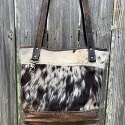 New, Unused Cowhide Fur and Leather Purse