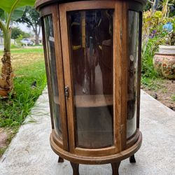 Vintage Miniature Curved Glass Curio Cabinet