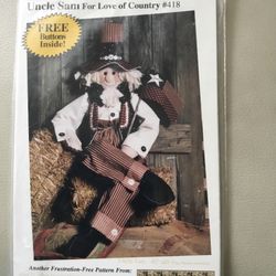 Uncle Sam for Love of Country , 40” doll pattern and more Unused patterns,  see pics for prices